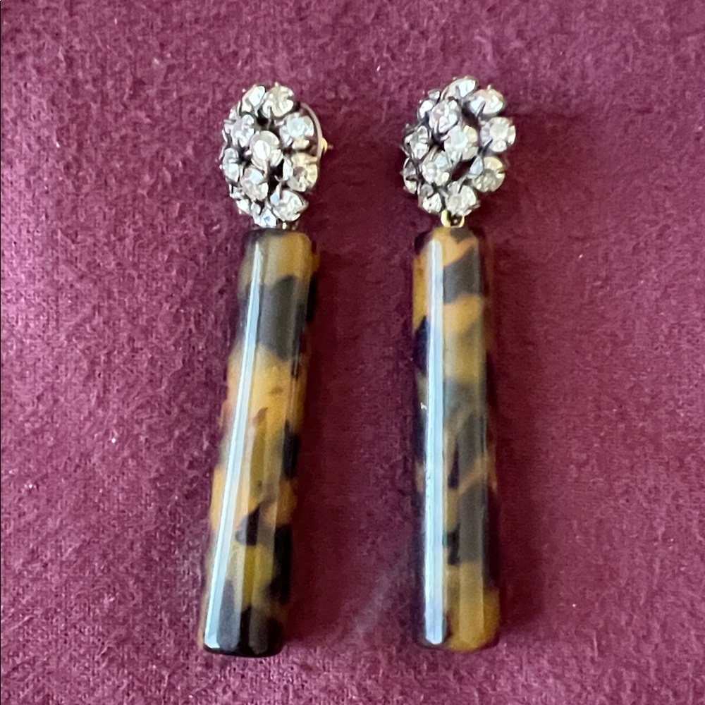 J. Crew Tortoiseshell and Crystal Earrings